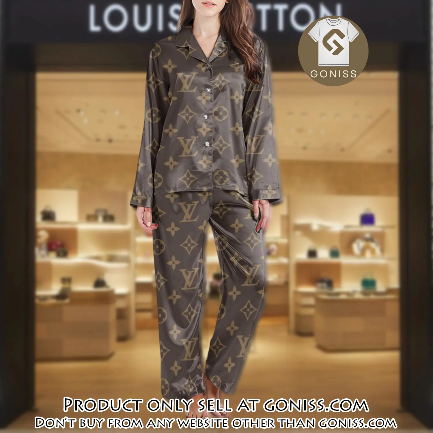 Lv monogram long satin pajama set pjs1036 gn1217853